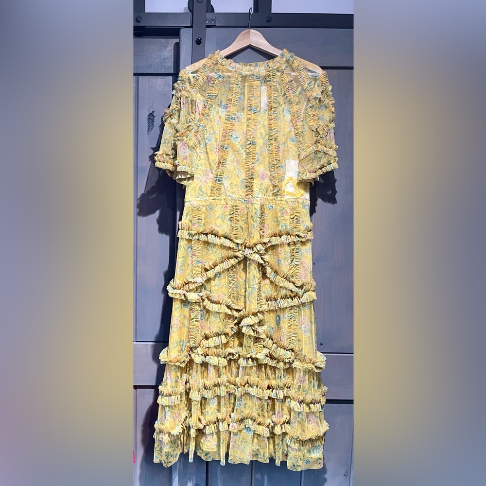 Mac Duggal Pleated One-Shoulder Rosette Detail Gown